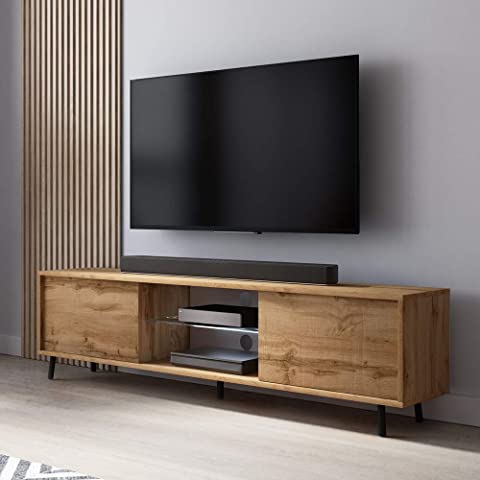 Tidyard Mueble TV con Ruedas aglomerado con 4 Compartimentos Abiertos Color Roble Sonoma 90x35x35 cm 